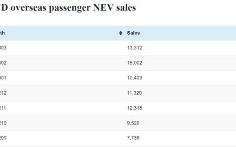 BYD Mar sales in overseas markets: 13,312