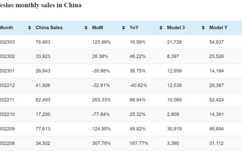 Tesla deliveries in China in Mar: 76,663