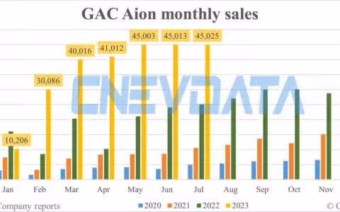 GAC Aion sales in Jul: 45,025
