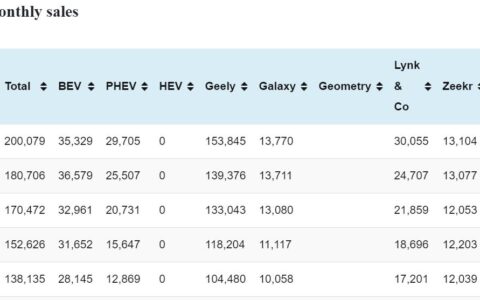 Geely sales in Nov: 200,079