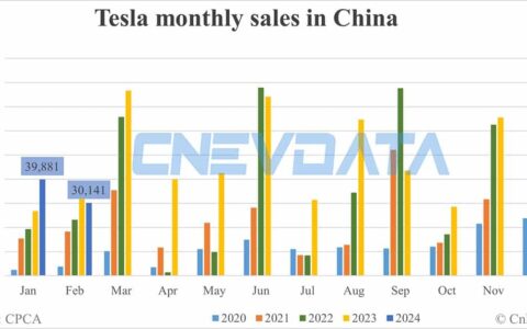 Tesla sales in China in Feb: 30,141