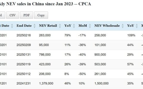 Data table: China NEV sales in Feb 1-16