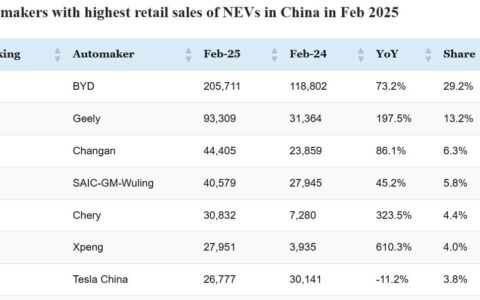 CPCA rankings: Top-selling automakers in China in Feb 2025